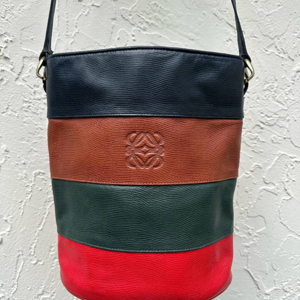Loewe Vintage Colorblock Leather Bucket Bag